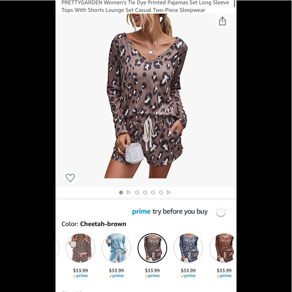 Leopard pajama set size medium